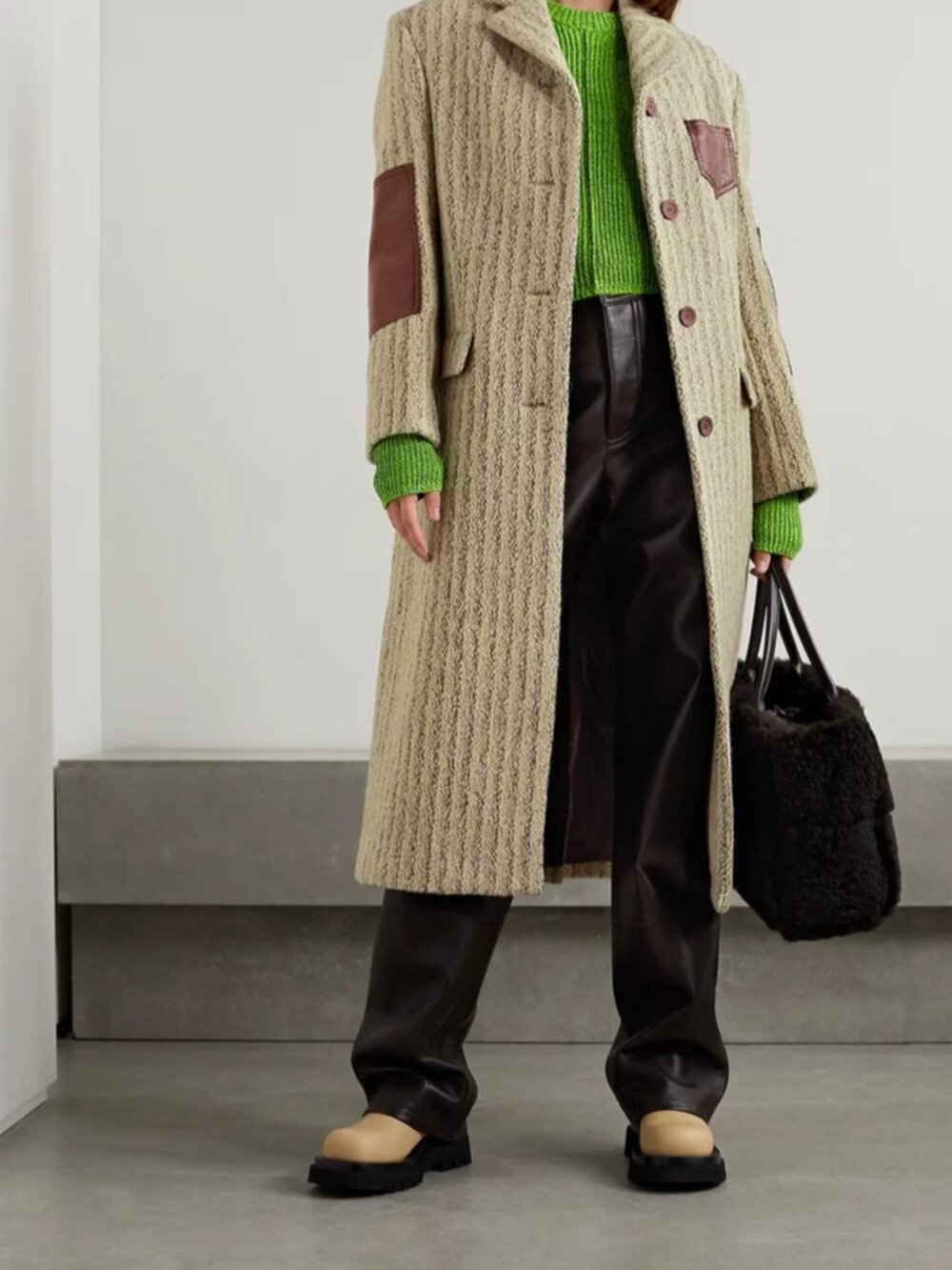 Acne Studio  Leather-Trimmed Wool-Blend Tweed - Picture 10 of 10